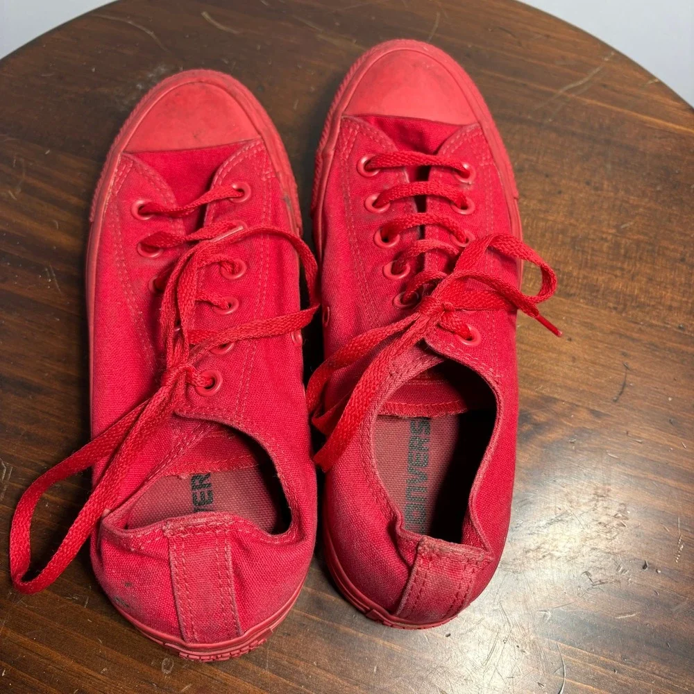 Converse Shoes Mens 6 Womens 8 Red Chuck Taylor All Star Monochrome Low Top - Picture 7 of 10